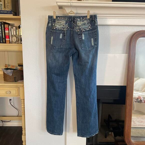 2000s Intricate Beaded Ripped Jeans - Picture 8 of 8